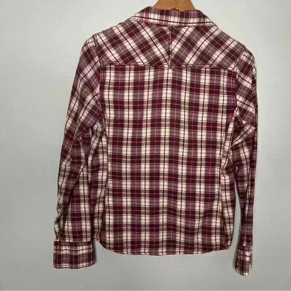 The North Face Women’s S/P Flannel Long Sleeve Snap Up Gray & Purple Plaid Shirt - Picture 3 of 5